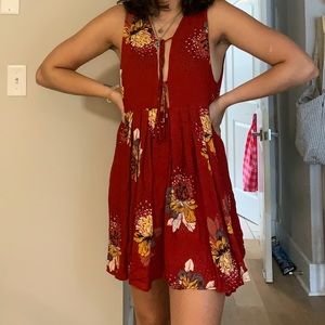 Red floral free people dress